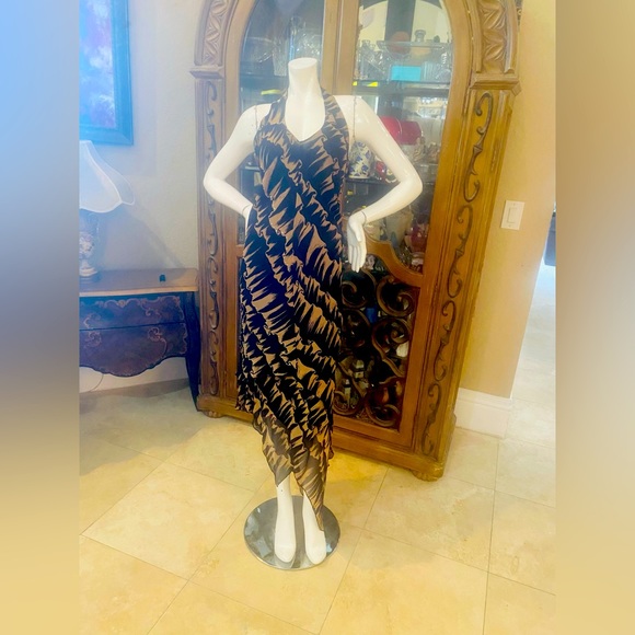 lapis halter dress Evianna Satin Maxi Dress